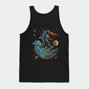 Astronaut Surfing | Sci-Fi Space | Cool Trippy Astronaut Tank Top